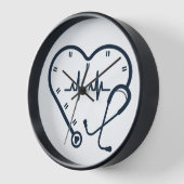 ハートと聴診器医用壁時計 – ユニーク 壁時計 (傾斜)