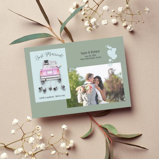 ハートと自動車/たった今結婚しました結婚の発表 招待状