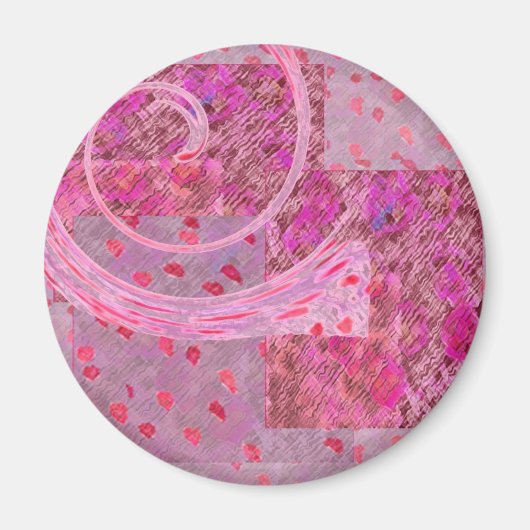 ハートと花が渦巻く冷蔵庫用マグネット マグネット (正面)