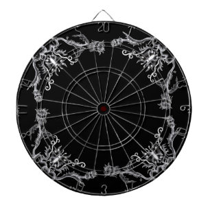 ハートと花と蝶の黒と白 ダーツボード