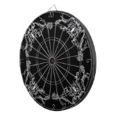 ハートと花と蝶の黒と白 ダーツボード (正面右)