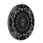 ハートと花と蝶の黒と白 ダーツボード (正面左)