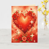 ハートと花のカード カード (黄色い花)