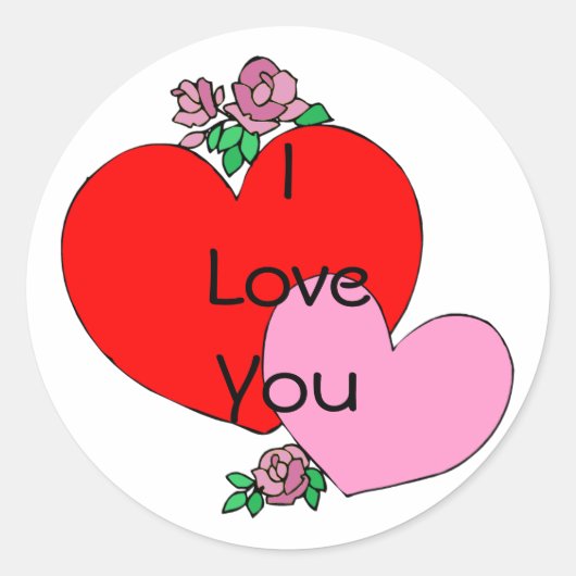 ハートと花のシール ラウンドシール (正面)