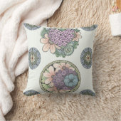 ハートと花のドゥードゥードアートクッション クッション (ブランケット)