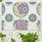 ハートと花のドードアート キッチンタオル (折り畳み)