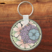 ハートと花のドードルアートキーリング。 キーホルダー (裏面)