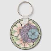 ハートと花のドードルアートキーリング。 キーホルダー (裏面)