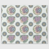 ハートと花のドードルアートラッピング紙。 ラッピングペーパー (フラット)