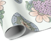 ハートと花のドードルアートラッピング紙。 ラッピングペーパー (ロールコーナー)