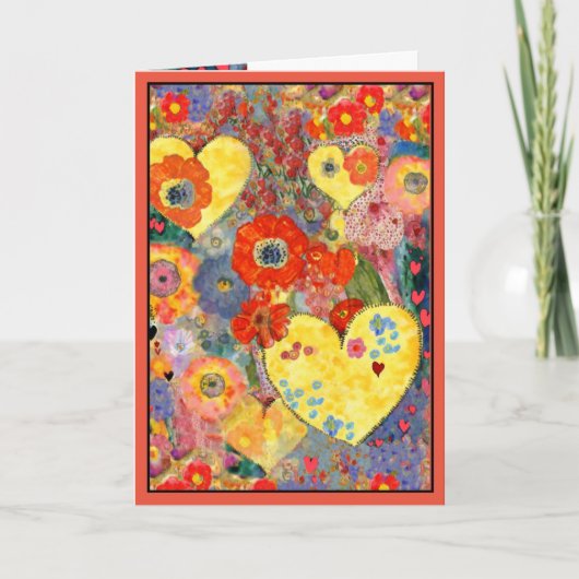 ハートと花のバレンタインデーカード カード (正面)