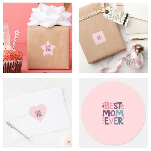 ハートと花のベストマムエバー 星シール