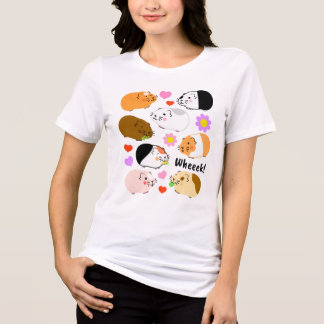 ハートと花のモルモット トライブレンドＴシャツ