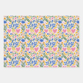 ハートと花の包み紙 ラッピングペーパーシート (正面3)