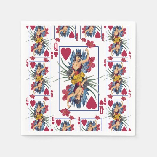 ハートと花の女王 スタンダードカクテルナプキン (正面)