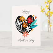 ハートと花の幸せな母の日のカード カード (黄色い花)