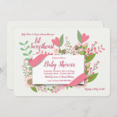 ハートと花の招待 招待状 (正面/裏面)