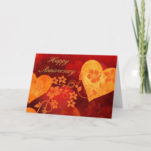 ハートと花の記念日カード カード (正面)