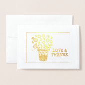 ハートと花の配置フレーム 箔カード (封筒付き正面)