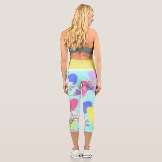 ハートと花アクアバックグラウンド カプリレギンス (裏面)