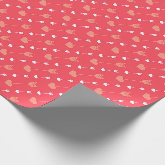 ハートと花オンひも模様バレンタインデー ラッピングペーパー (角)