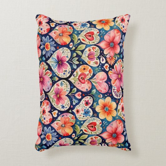 ハートと花ガールズルーム アクセントクッション (正面(垂直))