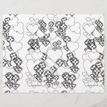 ハートと花キッズカラーリングシートランチョンマット