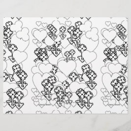 ハートと花キッズカラーリングシートランチョンマット