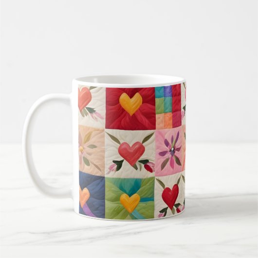 ハートと花キルト コーヒーマグカップ (左)