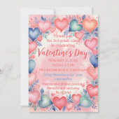 ハートと花バレンタインデースクールパーティー 招待状 (正面)