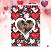 ハートと花パーソナライズされた写真とメッセージ シーズンカード