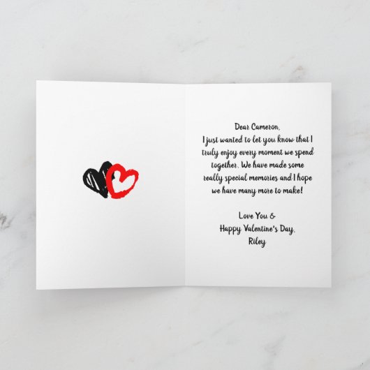 ハートと花パーソナライズされた写真とメッセージ シーズンカード (内部)