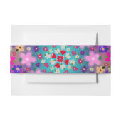 ハートと花ピンクイエローアクアかわいらし 招待状ベリーバンド (正面例)