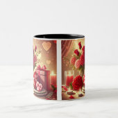 ハートと花マグカップ ツートーンマグカップ (中央)