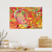 ハートと花日が差すことの色 ポスター (キッチン)