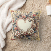 ハートと花装飾用クッション クッション (ブランケット)