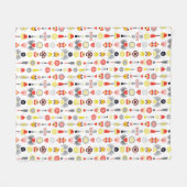 ハートと花赤と黒かわいいミニマリスト フリースブランケット (正面(横))