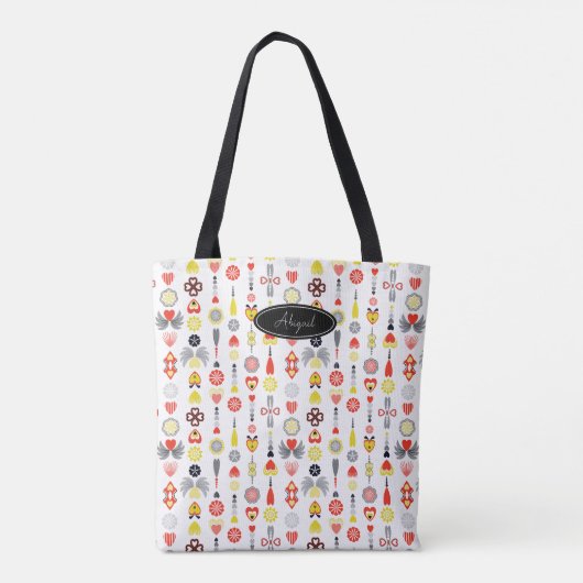 ハートと花赤と黒かわいいミニマリストT トートバッグ (裏面)