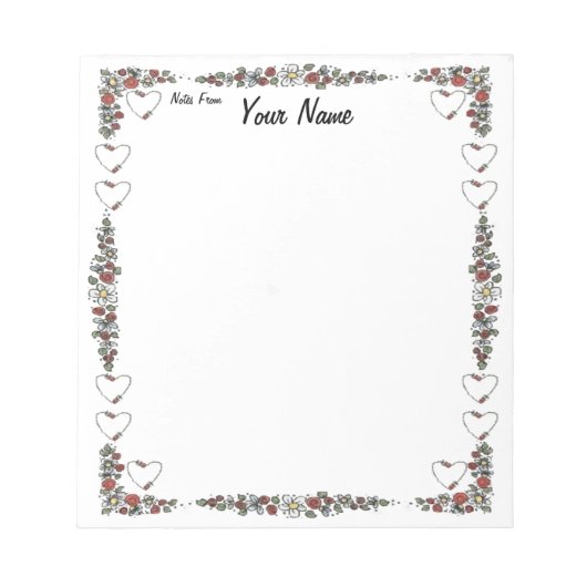 ハートと花 ノートパッド (正面)