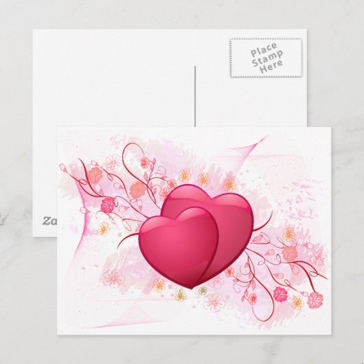 ハートと花 ポストカード (正面/裏面)