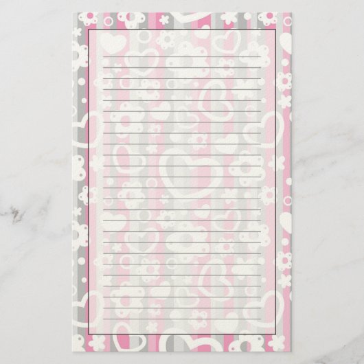 ハートと花 便箋 (正面)