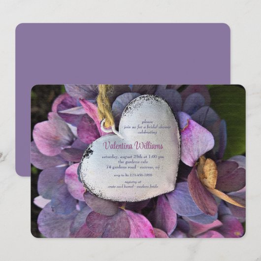 ハートと花 招待状 (正面/裏面)