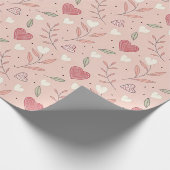 ハートと葉のバレンタインデー ラッピングペーパー (角)