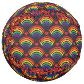 ハートと虹のパターン ソフトボール (正面左)