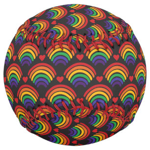 ハートと虹のパターン ソフトボール