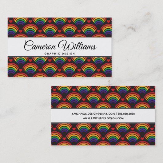 ハートと虹のパターン 名刺 (正面/裏面)