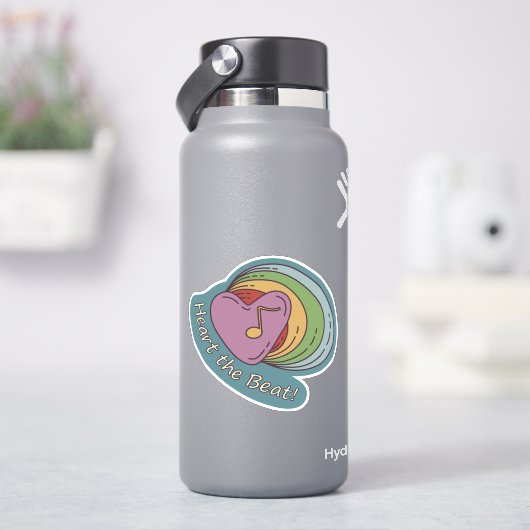 ハートと虹:音楽愛好家のためのドードル シール (HydroFlask)
