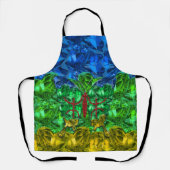 ハートと蝶がアマジ国旗の背景 エプロン (正面)