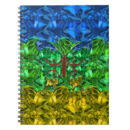 ハートと蝶がアマジ国旗の背景 ノートブック