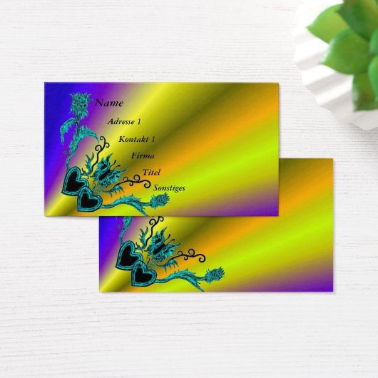 ハートと蝶が虹を描く (デスク)